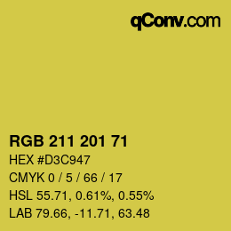 Color code: RGB 211 201 71 | qconv.com