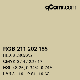 Color code: RGB 211 202 165 | qconv.com