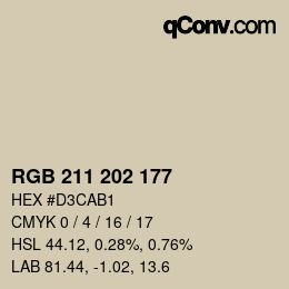 Color code: RGB 211 202 177 | qconv.com