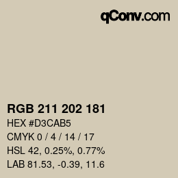 カラーコード: RGB 211 202 181 | qconv.com