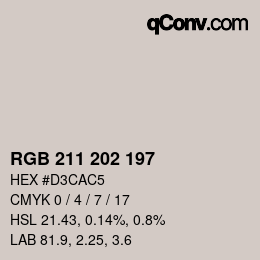 Color code: RGB 211 202 197 | qconv.com