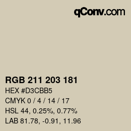 Color code: RGB 211 203 181 | qconv.com