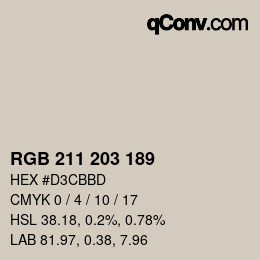 カラーコード: RGB 211 203 189 | qconv.com