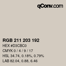 Color code: RGB 211 203 192 | qconv.com