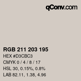 Color code: RGB 211 203 195 | qconv.com