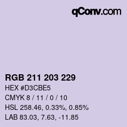 Color code: RGB 211 203 229 | qconv.com