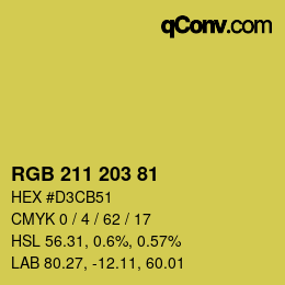 Color code: RGB 211 203 81 | qconv.com