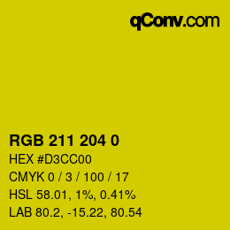 Color code: RGB 211 204 0 | qconv.com