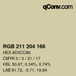 颜色代码: RGB 211 204 166 | qconv.com