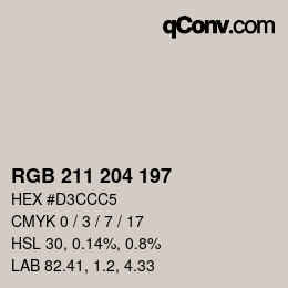 Color code: RGB 211 204 197 | qconv.com