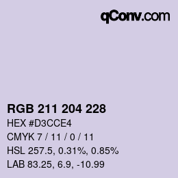 Color code: RGB 211 204 228 | qconv.com