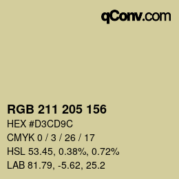 カラーコード: RGB 211 205 156 | qconv.com