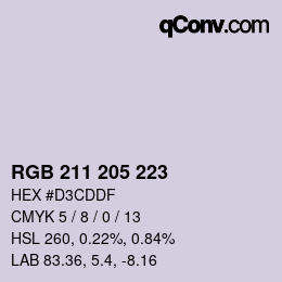 カラーコード: RGB 211 205 223 | qconv.com