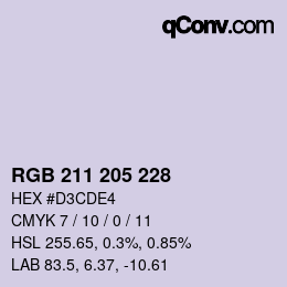 Color code: RGB 211 205 228 | qconv.com