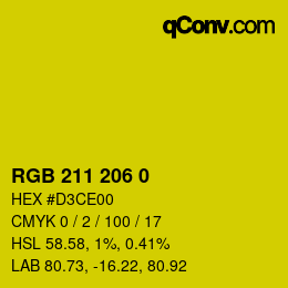 Color code: RGB 211 206 0 | qconv.com