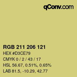 颜色代码: RGB 211 206 121 | qconv.com