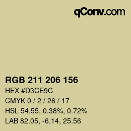 カラーコード: RGB 211 206 156 | qconv.com