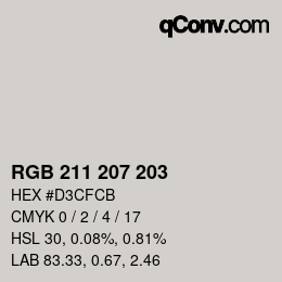 Color code: RGB 211 207 203 | qconv.com