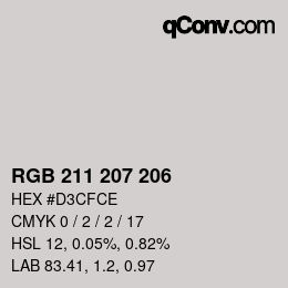 Color code: RGB 211 207 206 | qconv.com