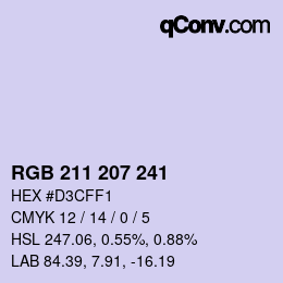 Color code: RGB 211 207 241 | qconv.com