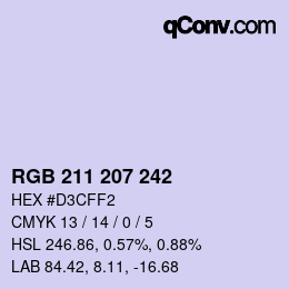 Color code: RGB 211 207 242 | qconv.com