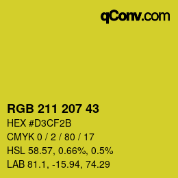 Color code: RGB 211 207 43 | qconv.com