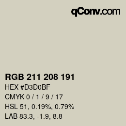 カラーコード: RGB 211 208 191 | qconv.com