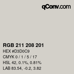 カラーコード: RGB 211 208 201 | qconv.com