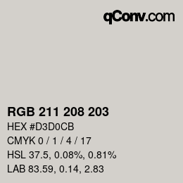 颜色代码: RGB 211 208 203 | qconv.com