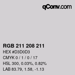 カラーコード: RGB 211 208 211 | qconv.com