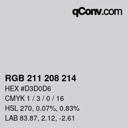 Color code: RGB 211 208 214 | qconv.com