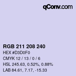 Color code: RGB 211 208 240 | qconv.com