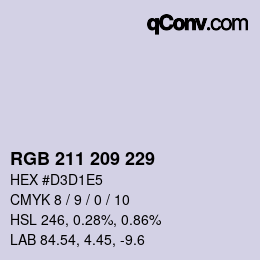 颜色代码: RGB 211 209 229 | qconv.com