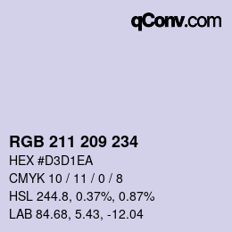 Color code: RGB 211 209 234 | qconv.com