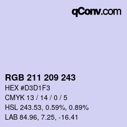 カラーコード: RGB 211 209 243 | qconv.com