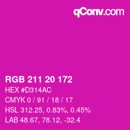 カラーコード: RGB 211 20 172 | qconv.com