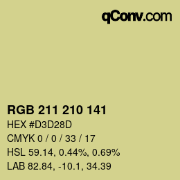Color code: RGB 211 210 141 | qconv.com