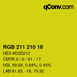 Color code: RGB 211 210 18 | qconv.com