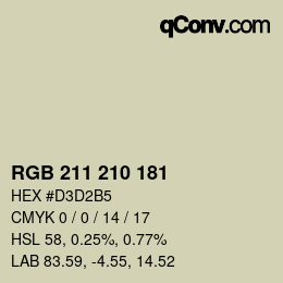 颜色代码: RGB 211 210 181 | qconv.com