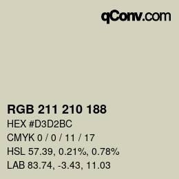 カラーコード: RGB 211 210 188 | qconv.com