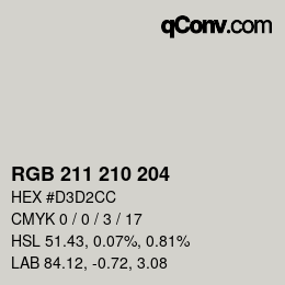 カラーコード: RGB 211 210 204 | qconv.com