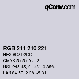 Color code: RGB 211 210 221 | qconv.com