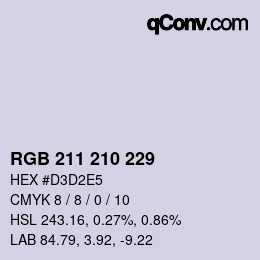 Color code: RGB 211 210 229 | qconv.com