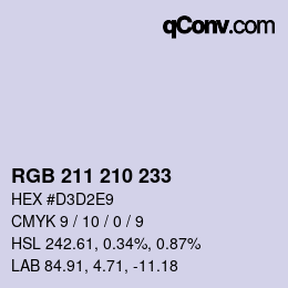 Color code: RGB 211 210 233 | qconv.com