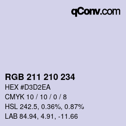 Farbcode: RGB 211 210 234 | qconv.com
