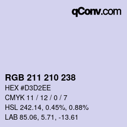 Color code: RGB 211 210 238 | qconv.com