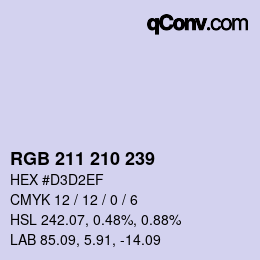 カラーコード: RGB 211 210 239 | qconv.com