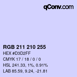 Color code: RGB 211 210 255 | qconv.com