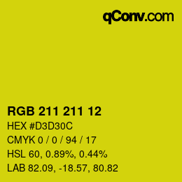 Color code: RGB 211 211 12 | qconv.com