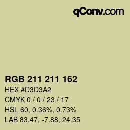 Color code: RGB 211 211 162 | qconv.com